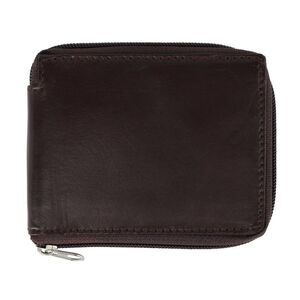 CTM Leather Zip-Around Bifold Wallet with Coin Pocket